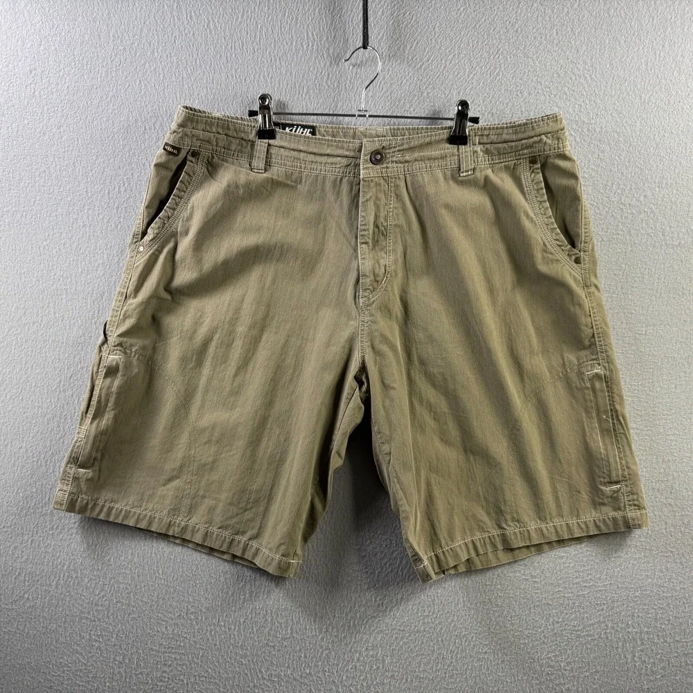 Kuhl Shorts Mens 40 Beige Cargo Cotton Nylon Blend Outdoor Work Hiking Camping - Picture 1 of 16
